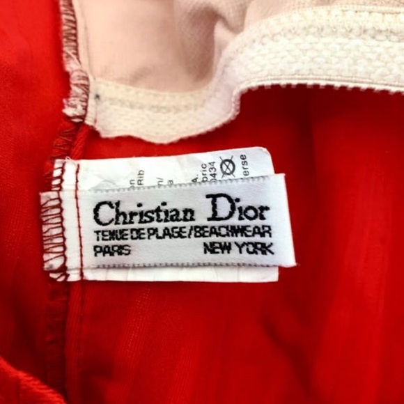 Christian Dior Vintage Insignia Red & Gold Logo Swimsuit - Picture 5 of 7